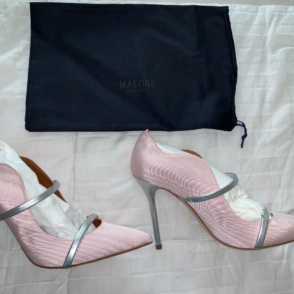 Rose/Silver Pointed Toe Stiletto pumps, Size 39